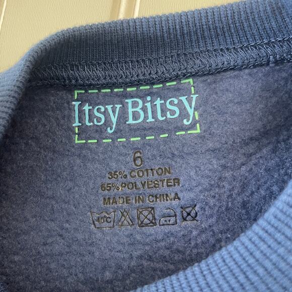 Itsy Bitsy Construction Embroidered Blue Sweatshirt - Size Boy's 6 - Picture 3 of 5